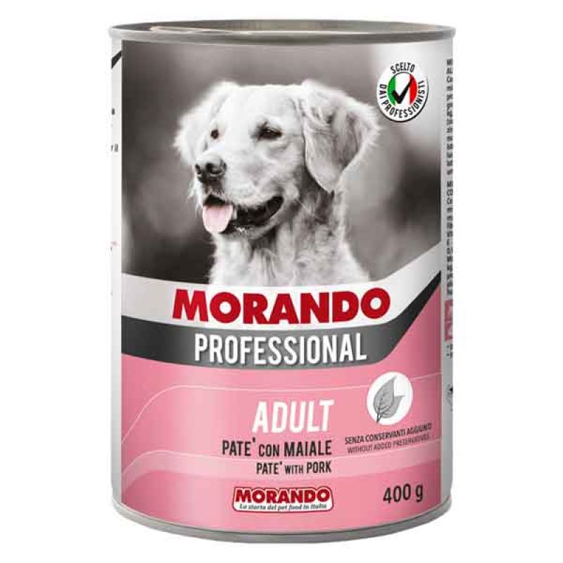 PATE' PER CANI MORANDO 400 gr, Gusto maiale - Per cani adulti (Confezione da 24 pezzi) - immagine 2