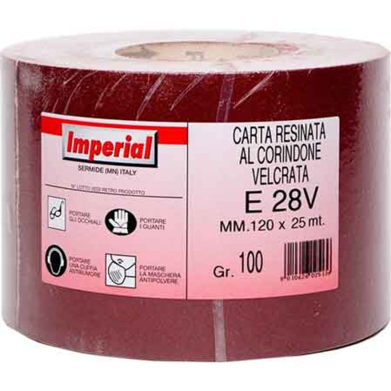 CARTA ABRASIVA VELCRATA 'E 28V' Grana 100 - rotolo mm 120x25 mt (Confezione da 25 ML) - immagine 2