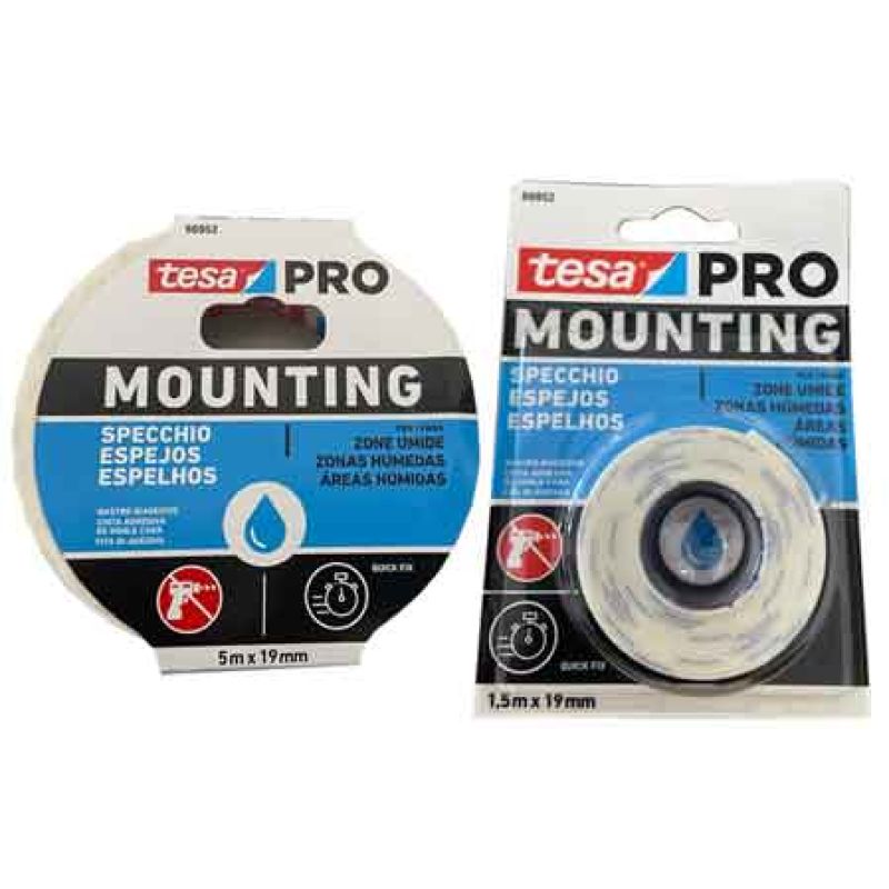 NASTRO BIADESIVO ' MOUNTING SPECCHI' TESA mm 19x5 mt - Colore Bianco - immagine 2