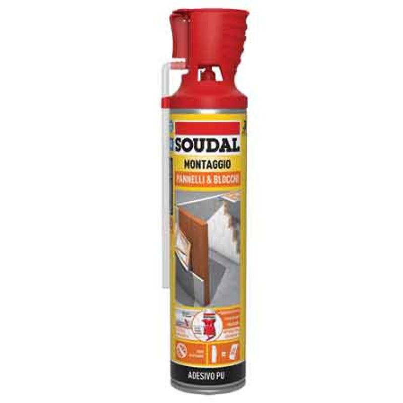 ADESIVO POLIURETANICO PANNELLI E BLOCCHI CON APPLICATORE SOUDAL 600 ml - immagine 2