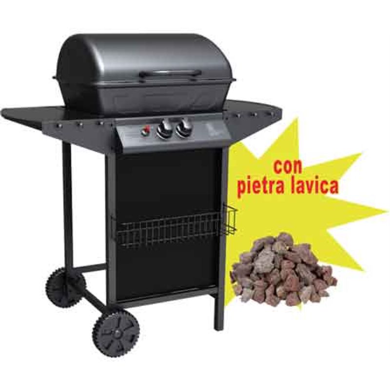 BARBECUE A GAS DUE FUOCHI 'MATERA' CARDINALE Con 2,5 kg di pietra lavica - immagine 2