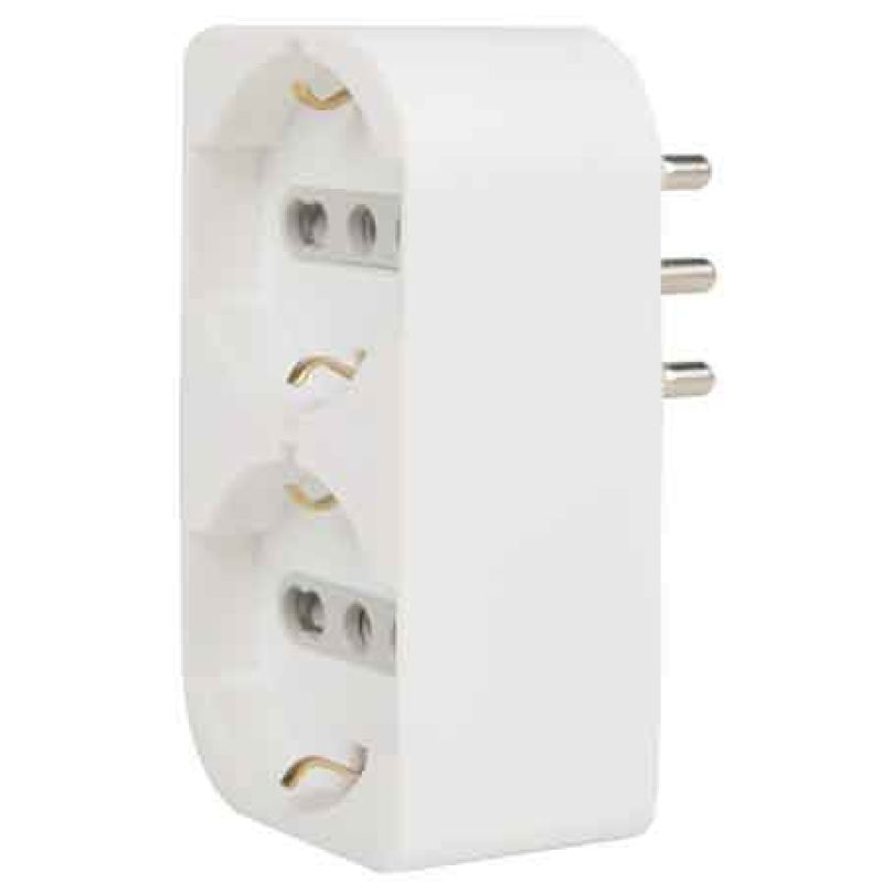 ADATTATORE SCHUKO DOPPIO SALVASPAZIO 16A 2P+T - presa 16A 2P+T - Colore Bianco - immagine 2