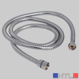 LACCIO DOCCIA DOPPIA AGGRAFFATURA DADO GIREVOLE IN OTTONE - 1/2x1/2 conico cm 150