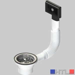 PILETTA PER LAVELLI INOX E SINTETICI CON TROPPO PIENO RETTANGOLARE E TAPPO CESTELLO - Ø 70- 1"1/2