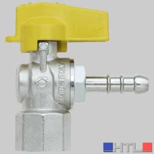 RUBINETTO A SQUADRO GAS FEMMINA PORTA GOMMA - 1/2 x 14