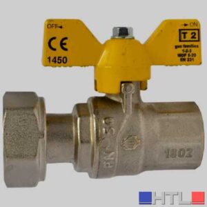 VALVOLA SFERA GAS F/F DADO GIREVOLE FARFALLA ALLUMINIO - 1" x 1"1/4