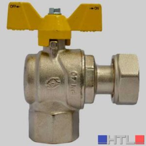 VALVOLA SFERA GAS AD ANGOLO F/F DADO GIREVOLE FARFALLA ALLUMINIO - 1" x 1"1/4