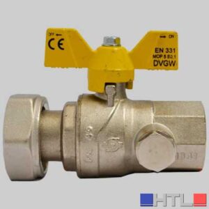 Valvola gas a sfera F/F con presa pressione dado girevole farfalla Alluminio - 1" X 1"1/4 G