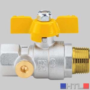 VALVOLA SFERA GAS M/F CON DUE PRESE PRESSIONE FARFALLA ALLUMINIO - 1"