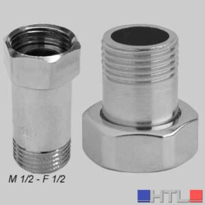 CODOLO OTTONE CROMATO DADO GIREVOLE - M 1/2 - F 3/4