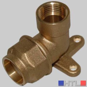 RACCORDO A GOMITO FEMMINA CON STAFFA ANELLO RESINA - 20 x 1/2