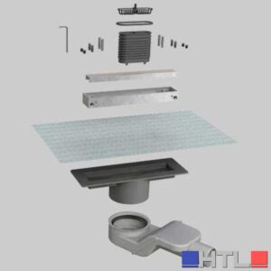 CANALINA DOCCIA ALLUMINIO IN KIT GRIGLIA DOUBLE FACE - CM. 100