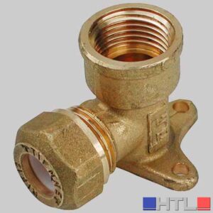 RACCORDO A GOMITO CON FLANGIA 3 FORI CON OGIVA P.T.E.F. - 10 - 1/2 x 1/2