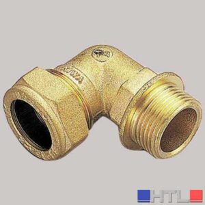 RACCORDO CURVO MASCHIO CON OGIVA OTTONE - 12 x 1/2