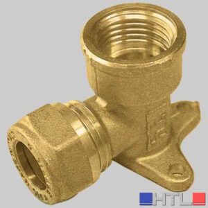 RACCORDO CURVO FEMMINA CON FLANGIA CON OGIVA OTTONE - 12 x 1/2