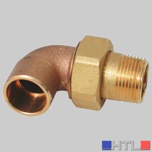 BOCCHETTONE A GOMITO BRONZO A 3 PEZZI FILETTATO MASCHIO A SALDARE FEMMINA - 14 x 1/2
