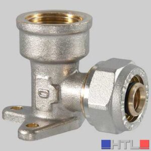 Raccordo a compressione curvo Femmina con flangia - 16 x 1/2