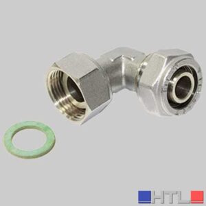 RACCORDO A COMPRESSIONE CURVO CON GIRELLO - 16 x 1/2
