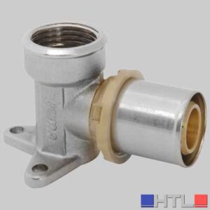 RACCORDO CURVO FEMMINA CON FLANGIA A PRESSARE - 16 x 1/2