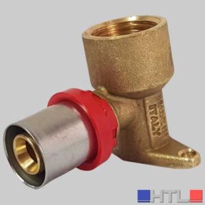 RACCORDO CURVO FEMMINA CON FLANGIA H=40 A PRESSARE TIEMME - 14 x 1/2