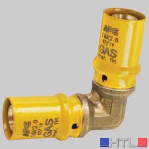 RACCORDDO A PRESSARE CURVO DOPPIO PER GAS - 16 x 16