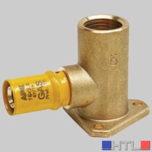 RACCORDO A PRESSARE CURVO FEMMINA CON FLANGIA PER GAS - 16 x 1/2