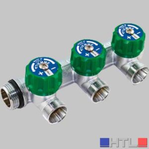 COLLETTORE CON RUBINETTI D'ARRESTO MAXIMA CORNER - 2 VIE 3/4 - 24 x 19