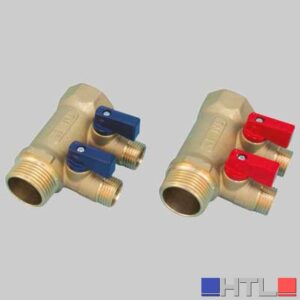 COLLETTORE NINO 1" TIEMME - 2 vie 1/2x16 Leva Blu
