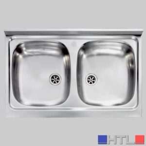 LAVELLO INOX DUE VASCHE APPOGGIO - 80 x 50