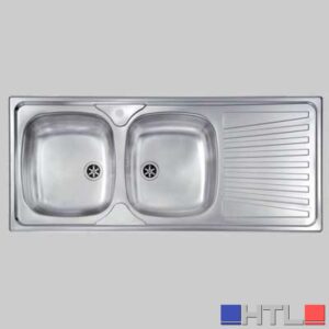 Lavello inox 2 vasche incasso c/gocciolatoio - 116 X 50 Dx