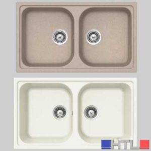 LAVELLO SINTETICO DUE VASCHE INCASSO MOD. LITHOS - Avena 58