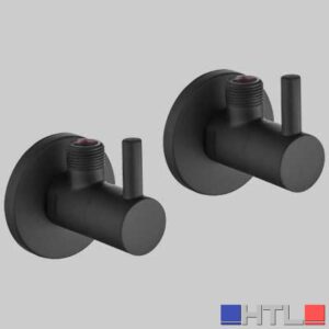 COPPIA RUBINETTI SOTTOLAVABO TONDO NERO - 1/2 x 3/8