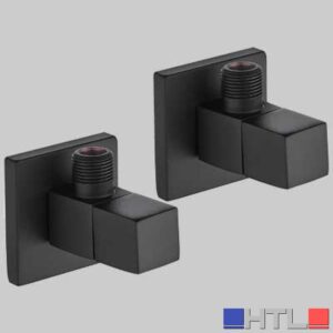 COPPIA RUBINETTI SOTTOLAVABO QUADRO NERO - 1/2 x 3/8