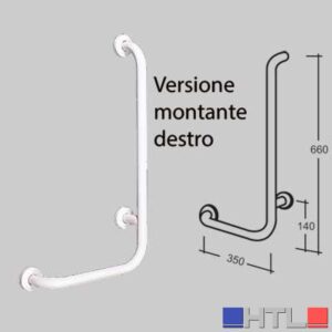 CORRIMANO CON MONTANTE PREVERNICIATO BIANCO - cm 35 x 67 destro