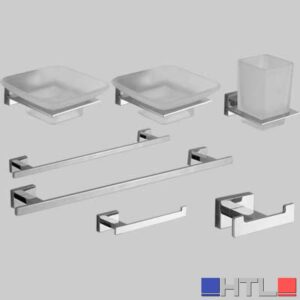 KIT ACCESSORI BAGNO 7 PEZZI SERIE GIULIA - Cromo - vetro