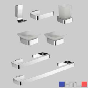 KIT ACCESSORI BAGNO 7 PEZZI SERIE MARY - Cromo - vetro