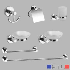 KIT ACCESSORI BAGNO 7 PEZZI SERIE CAROL - Cromo - vetro