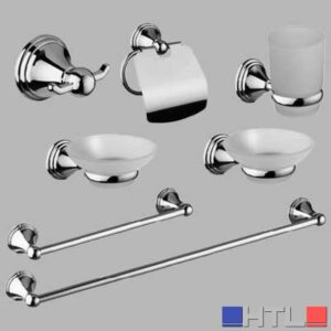 KIT ACCESSORI BAGNO 7 PEZZI SERIE SARA - Cromo - vetro