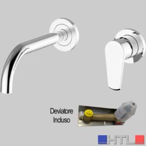 BATTERIA LAVABO INCASSO A PARETE VELVET - C/scarico Click Clack