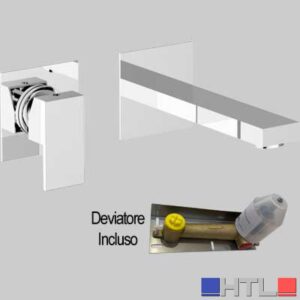 BATTERIA LAVABO INCASSO A PARETE PILLAR - C/scarico Click Clack
