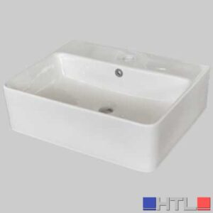 LAVABO APPOGGIO IN CERAMICA RETTANGOLARE 50 C/FORO - Cm 52x40