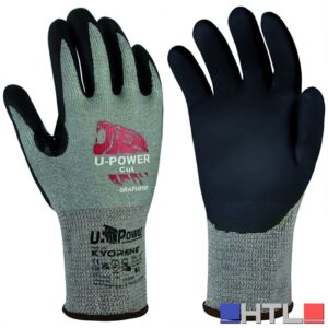 U-Power GUANTI DA LAVORO ANTITAGLIO HIGH IN GRAFENE/NITRILE Col. Grigio/Nero  tg. 8 (pacco da 12)