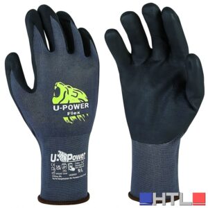 U-Power GUANTI DA LAVORO FLEX IN NYLON/NITRILE Col. Grigio/Nero  tg. 8 (pacco da 12)
