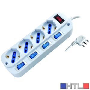 Globex MULTIPRESA IN BLISTER CON 5 INTERRUTTORI 4 posti 2P+T 10/16A schuko