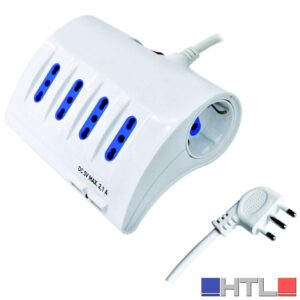 Globex MULTIPRESA DA SCRIVANIA CON INTERRUTTORE 6 posti (4 bipasso + 2 schuko) + 2 prese USB