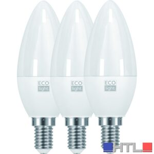 Ecolight LAMPADA A LED CANDELA E14 3 PZ. luce calda 6 W (confezione da 10)