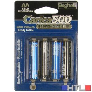 Beghelli PILA RICARICABILE CARICA 500 4 PZ. STILO 1,2V-1400 mAh (confezione da 10)