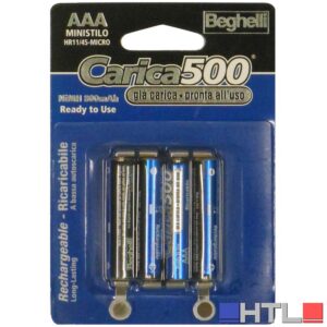 Beghelli PILA RICARICABILE CARICA 500 4 PZ. MINISTILO 1,2V-800 mAh. (confezione da 10)