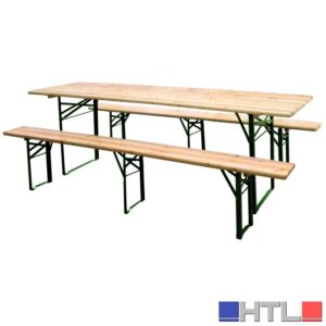 Tata Linda SET BIRRERIA PLUS  Tavolo cm. 220x80x76h+panche 3 gambe