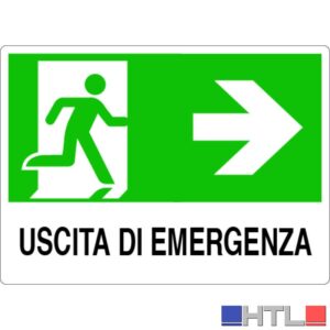CARTELLO SEGNALETICO USCITA DI EMERGENZA DESTRA  cm. 30x20 (confezione da 10)